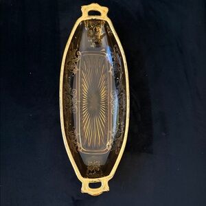 Vintage Amber Glass Serving Tray